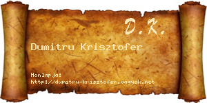 Dumitru Krisztofer névjegykártya